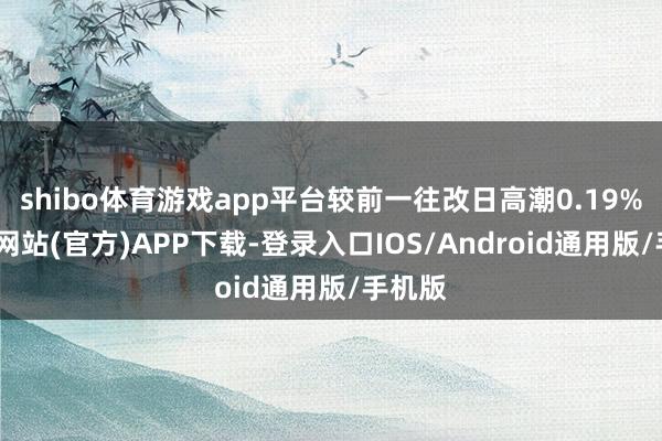 shibo体育游戏app平台较前一往改日高潮0.19%-世博网站(官方)APP下载-登录入口IOS/Android通用版/手机版